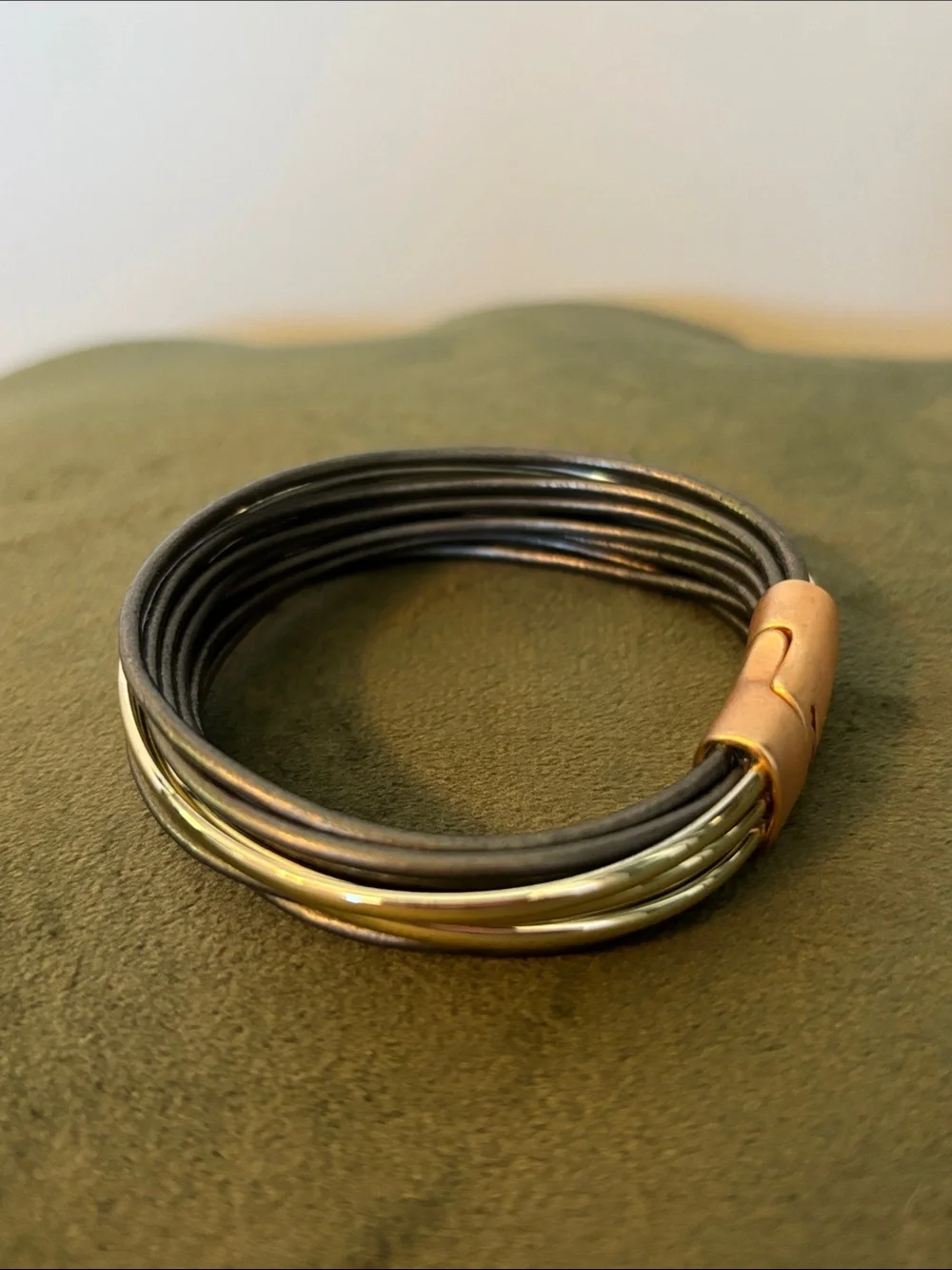 SAACHI Black Leather & Silver-Tone Multi-Strand Bracelet